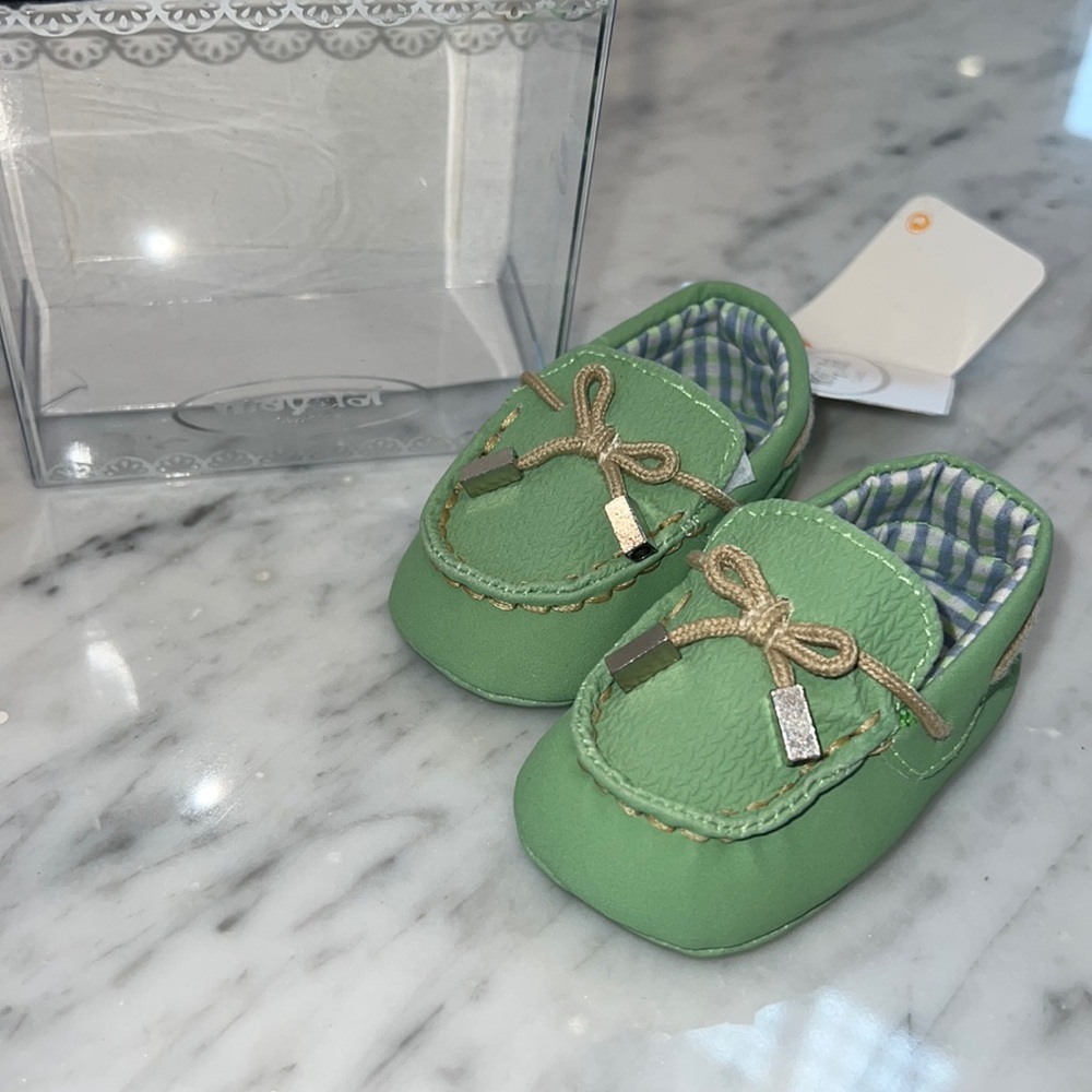 New Mayoral Baby Moccasin in Green with Khaki Ties Shoe